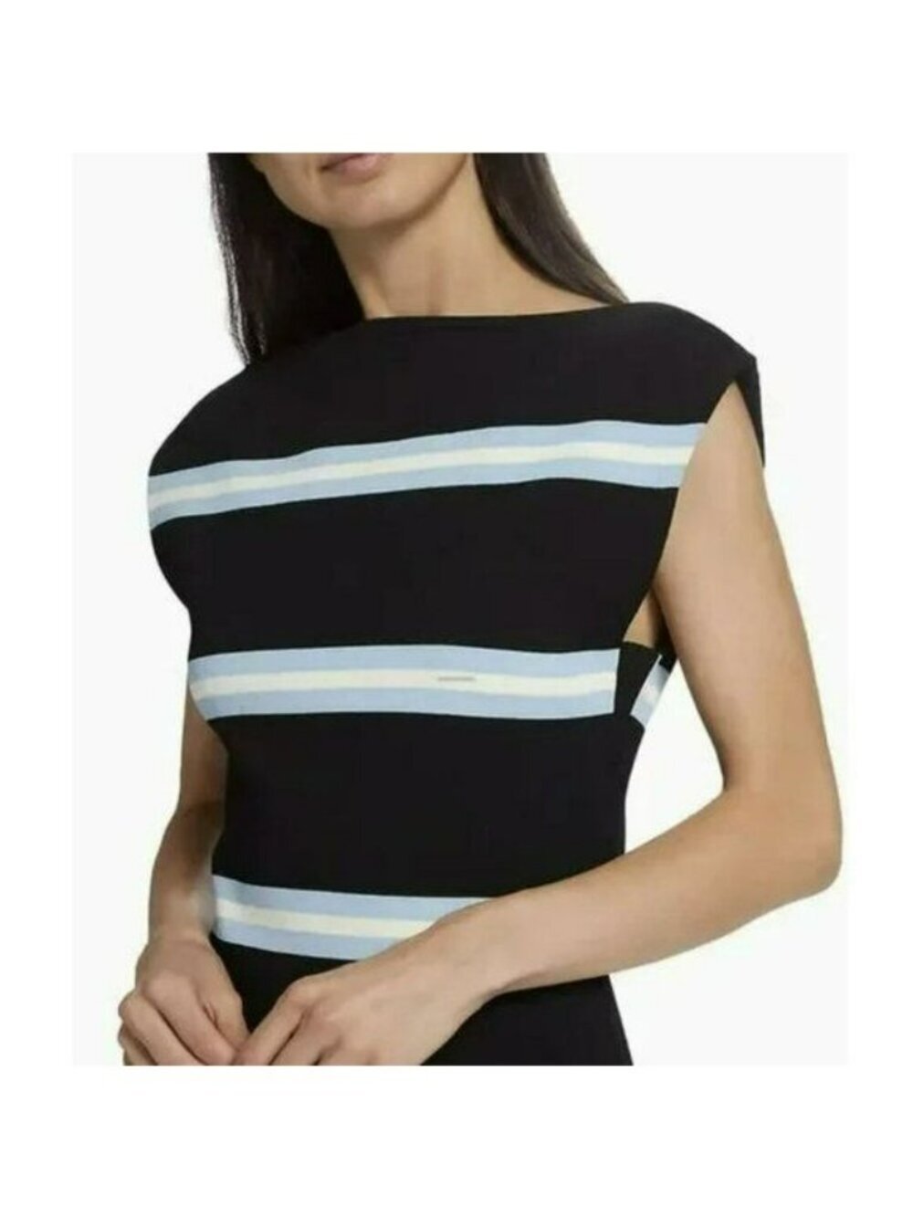 Tanya Taylor $345 Knit Boatneck Blue Striped Zanita Sleeveless Top New